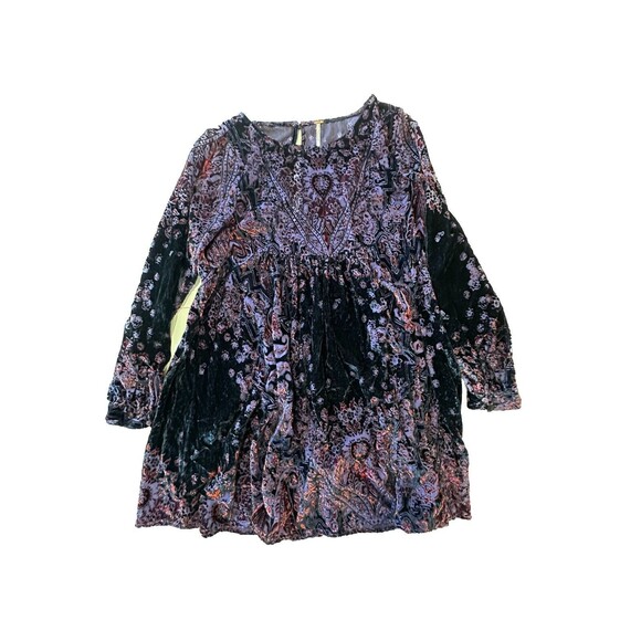 Free People Womens XS Mirror Mirror Dress Velvet Burnout Babydoll whimsigoth - Picture 1 of 13